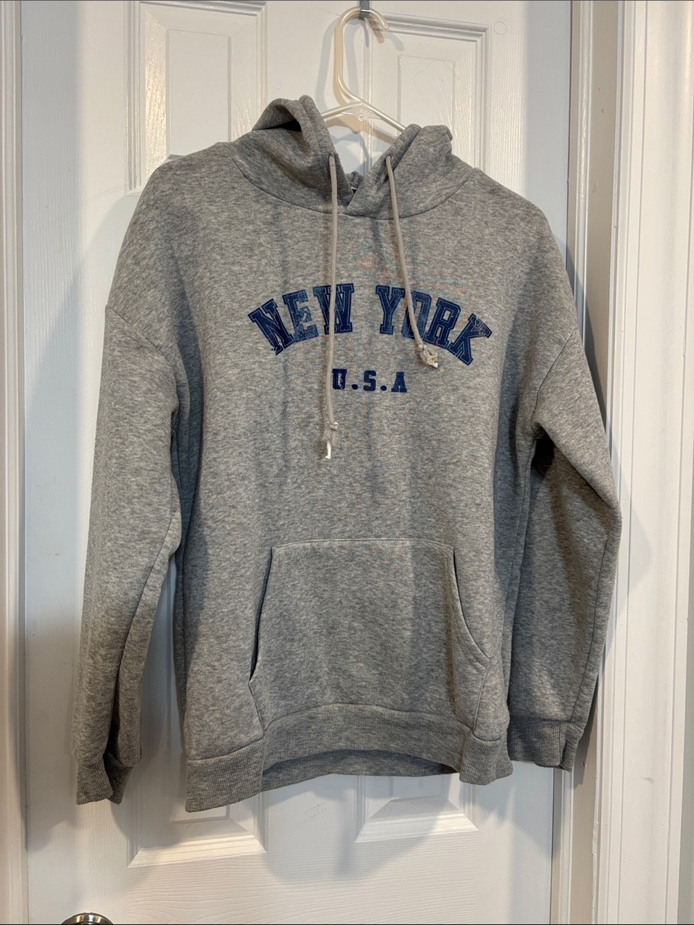 SHEIN Gray 'New York U.S.A.' Pullover Hoodie